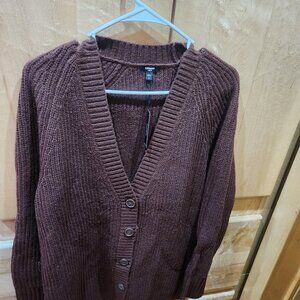 Express NWT London Button Front Cardigan Sweater Juniors XS Rich Mocha